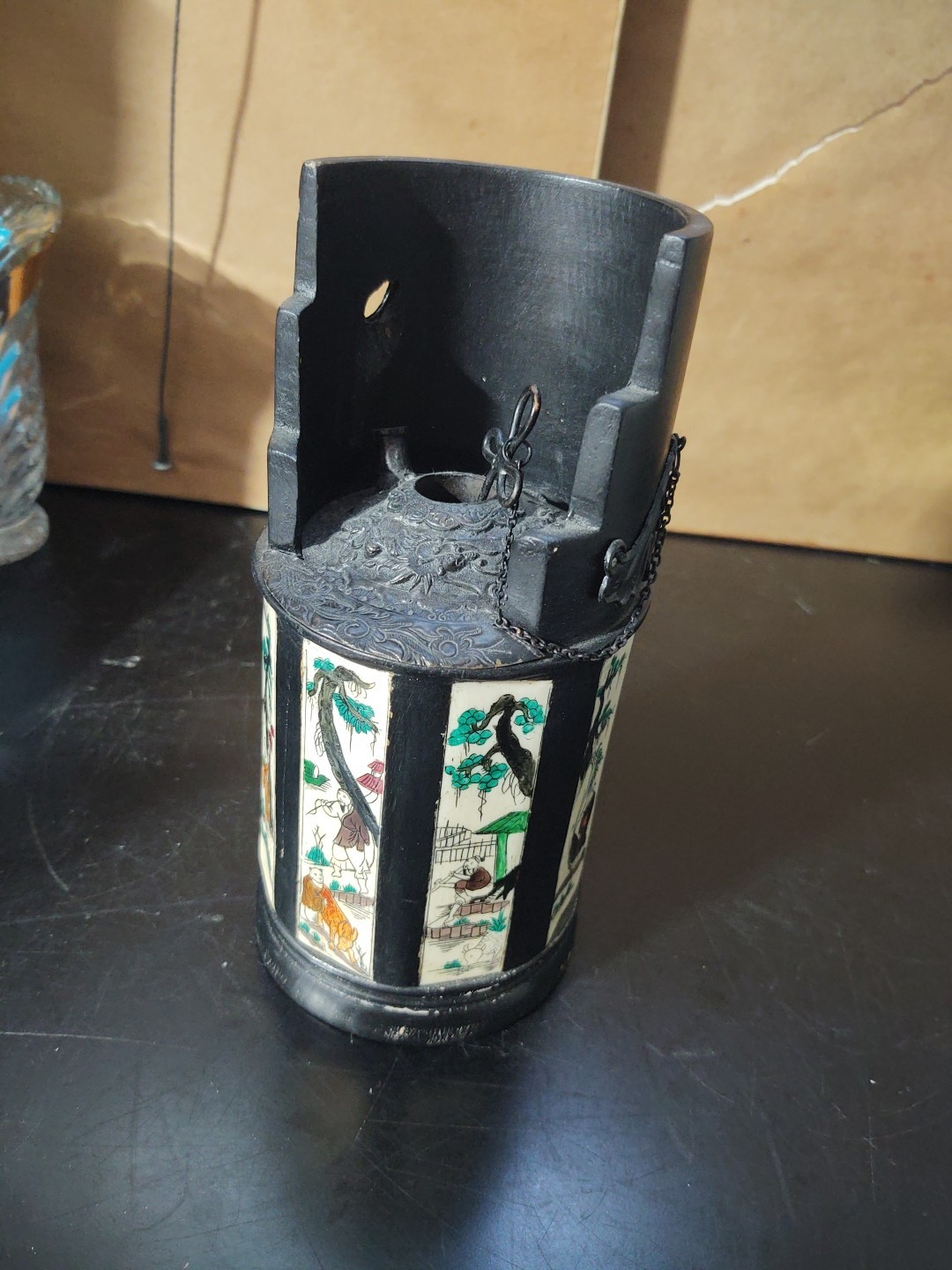 Vintage Chinese Qing Dynasty Ebonized Pipe Stand 