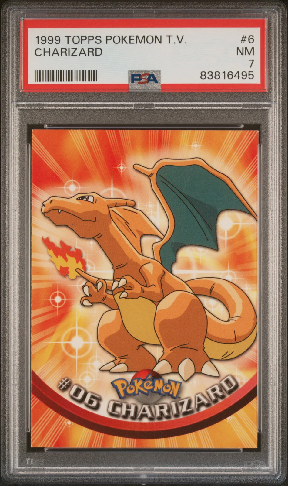 1999 Topps Pokemon TV Animation Edition Charizard #6 PSA 7 Graded Card