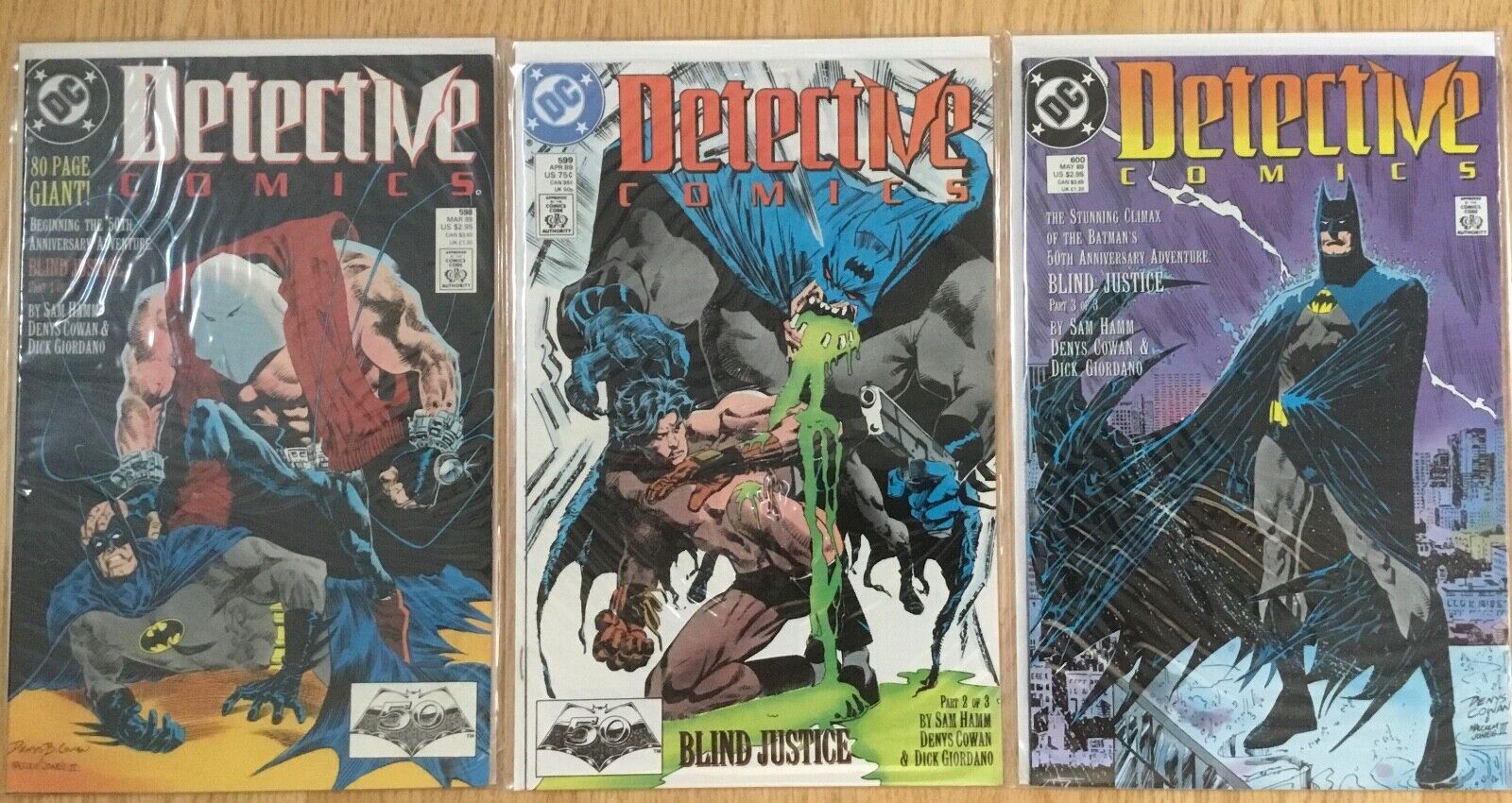 Detective Comics #598 599 600 Blind Justice Batman DC Comics 1989 High Grade Run