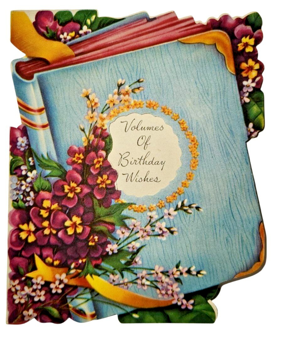 Vintage 1953 Sterling Chicago Die Cut Birthday Card Book Floral T-5106 Used