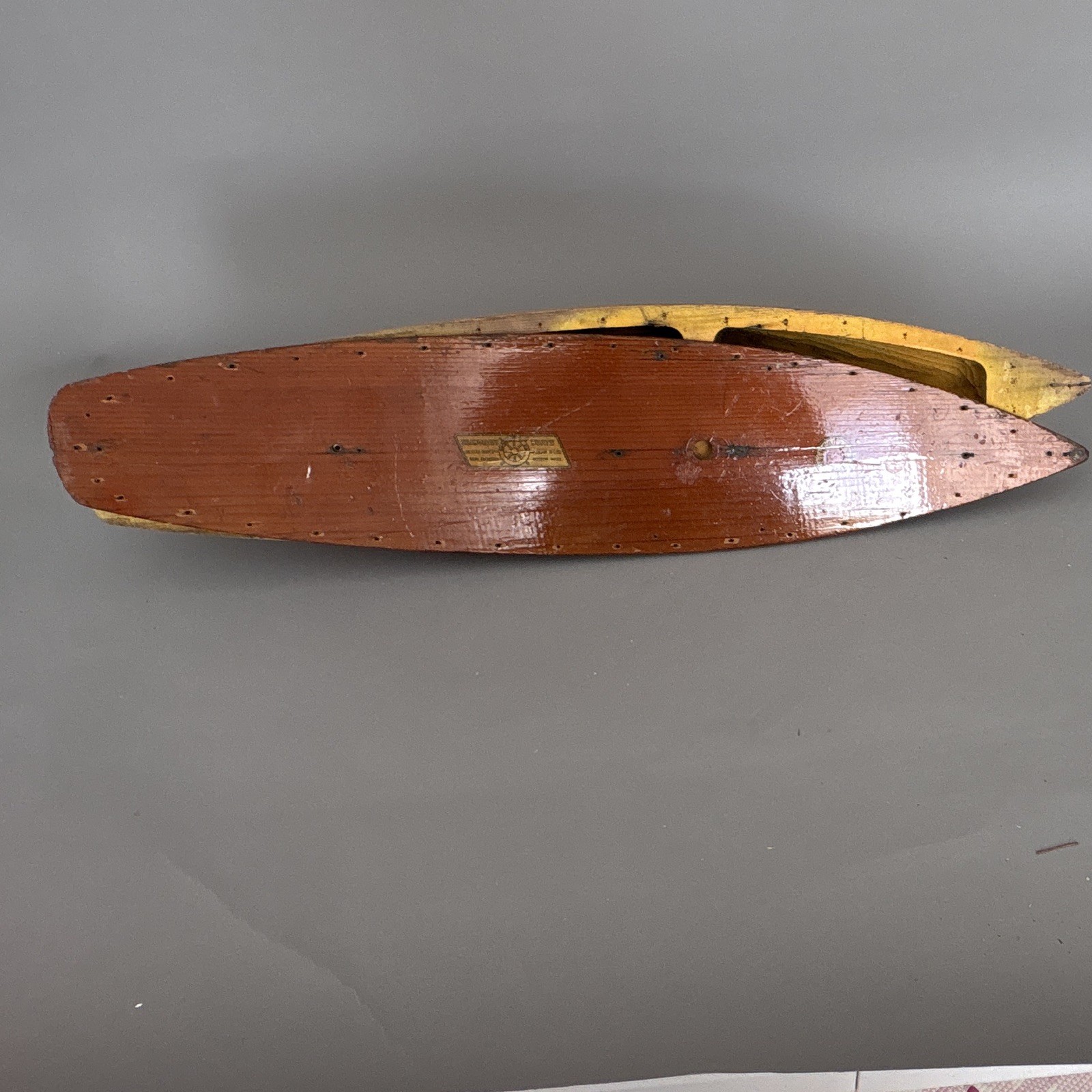 Antique Wood Sailboat Hull Made by Seaworthy Boats In Boston Plus Sail￼26x6x8