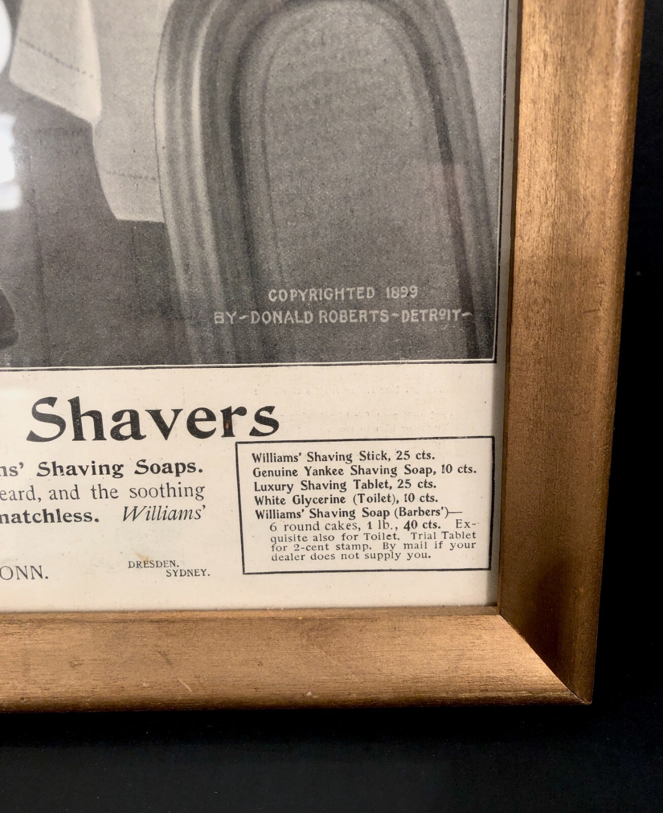 Antique Vintage WILLIAMS Shaving Soaps Advertising Copyrighted 1899