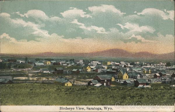 Saratoga,WY Birdseye View Carbon County Wyoming Hays & Carleton Postcard Vintage