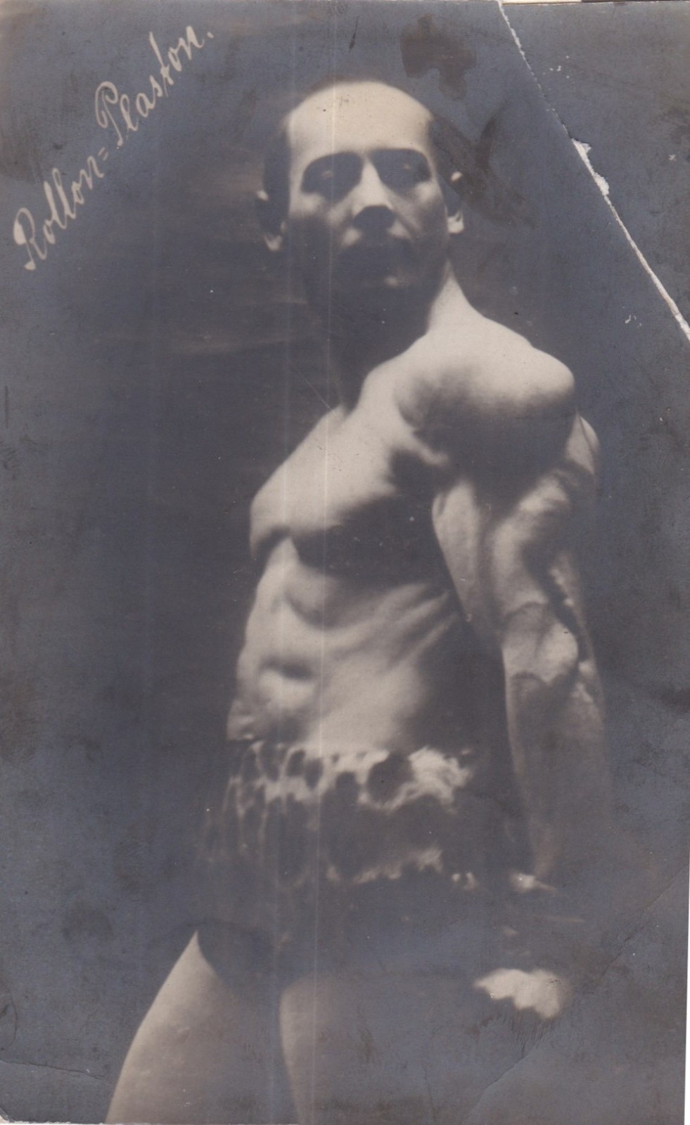 RPPC - German strongman Fred Rollon in leopard skin trunks - Gay interest