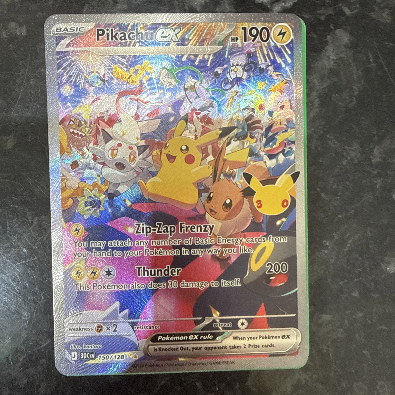 Pokemon 30th Celebrations Anniversary 30C 150/128 Pikachu ex SIR