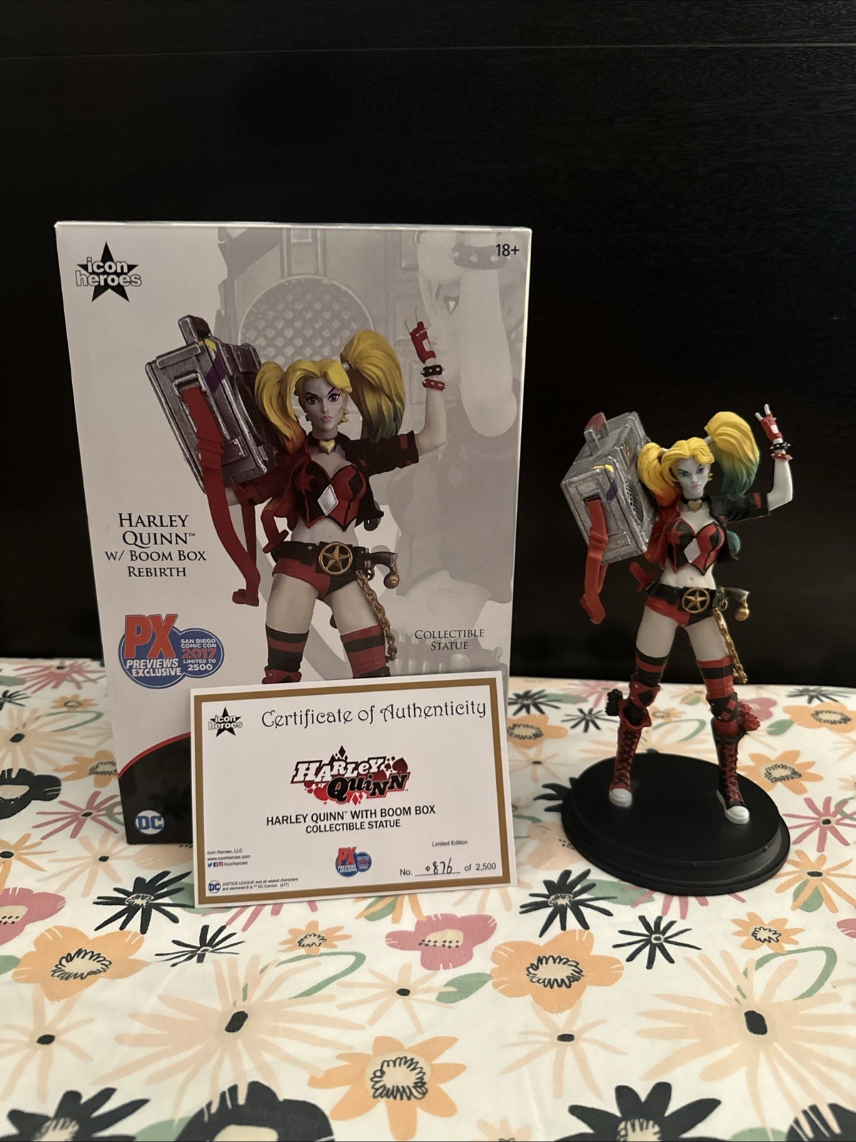 LIMITED EDITION 2017 SDCC Exclusive Harley Quinn Statue w/ Boom Box Rebirth -NEW
