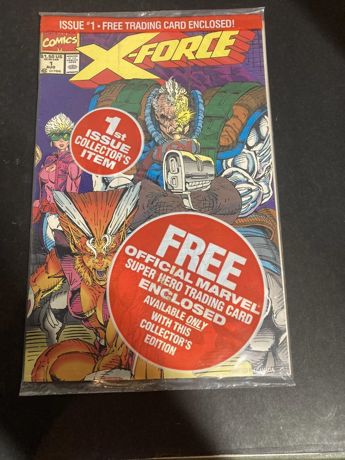 Marvel Comics X-Force 1st Issue 1Aug 1991 Sealed With Deadpool Trading Card mint