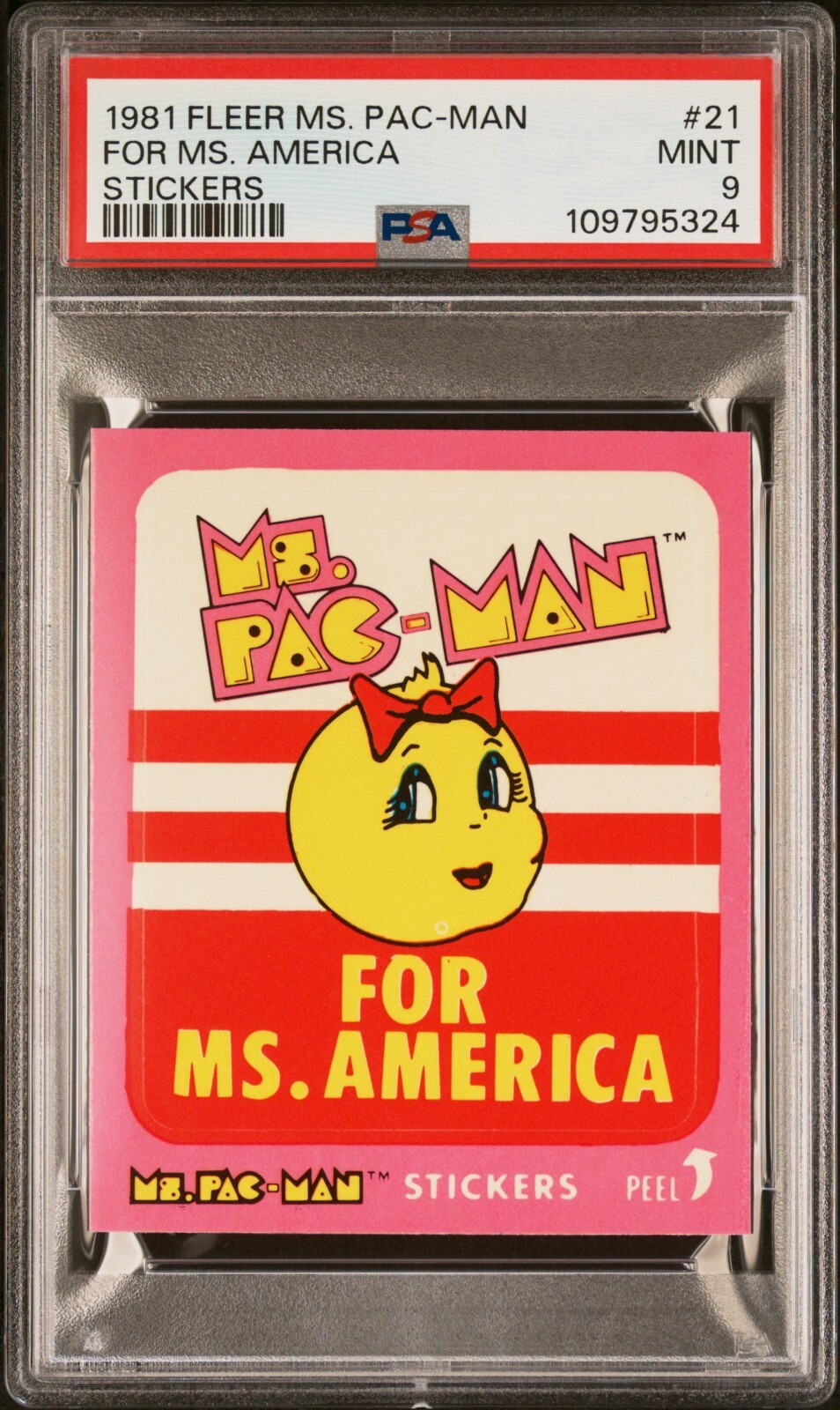 1981 FLEER MS. PAC-MAN FOR MISS AMERICA #21 PSA 9 MINT RARE HIGHEST GRADE 1981 FLEER MS. PAC-MAN FOR MISS AMERICA #21 PSA 9 MINT RARE HIGHEST GRADE