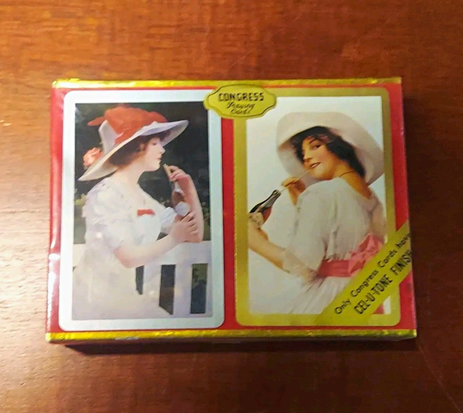 Vintage Victorian Lady Coca-Cola Congress Playing Cards Cellutone Finish Coke