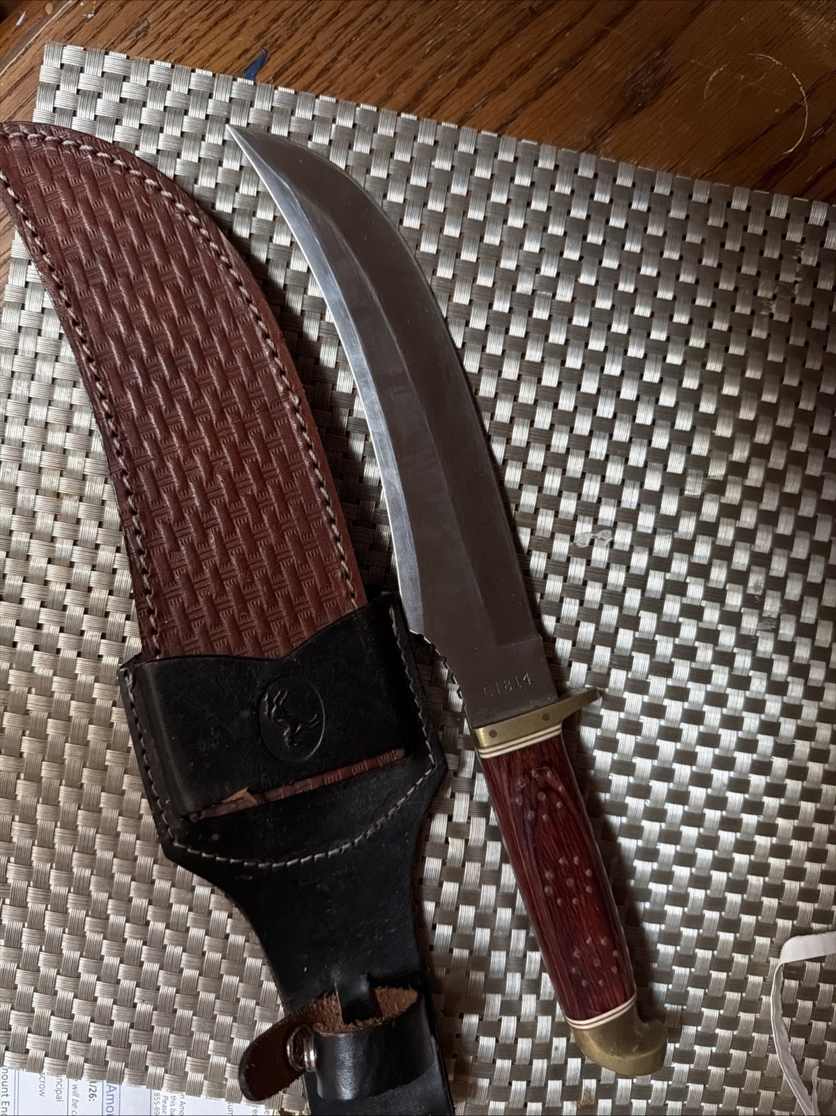 Long Blade Colt Redwood Bowie Orginal With Holder Long Blade Colt Redwood Bowie Orginal With Holder
