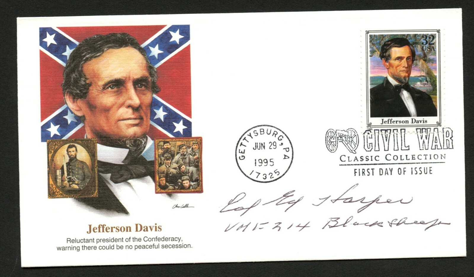 Ed Harper d2014 signed autograph auto FDC cover Black Sheep Squadron WWII PC136