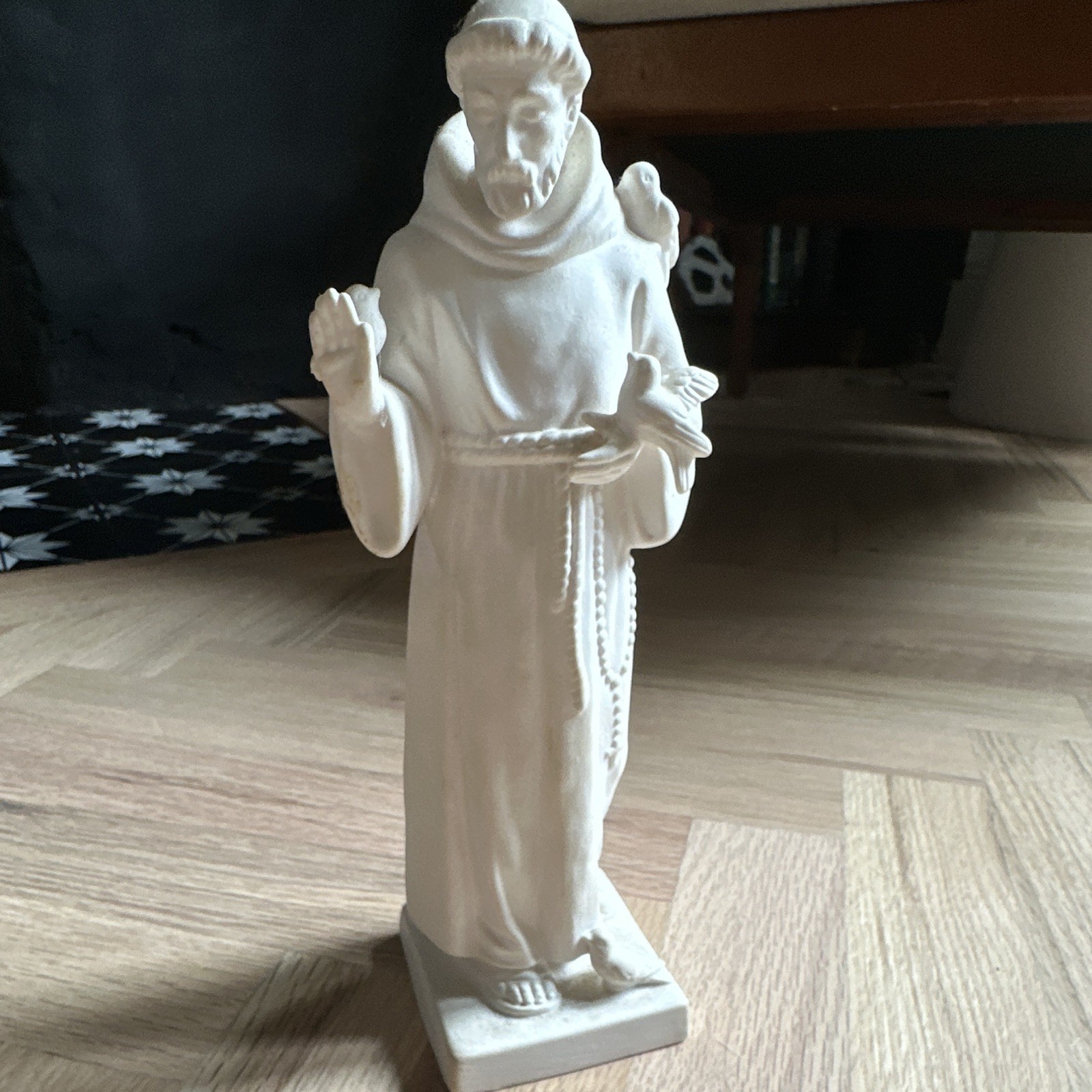 Goebel W. Germany Christian Saint Ceramic Figure Statue with Rosary & Bird