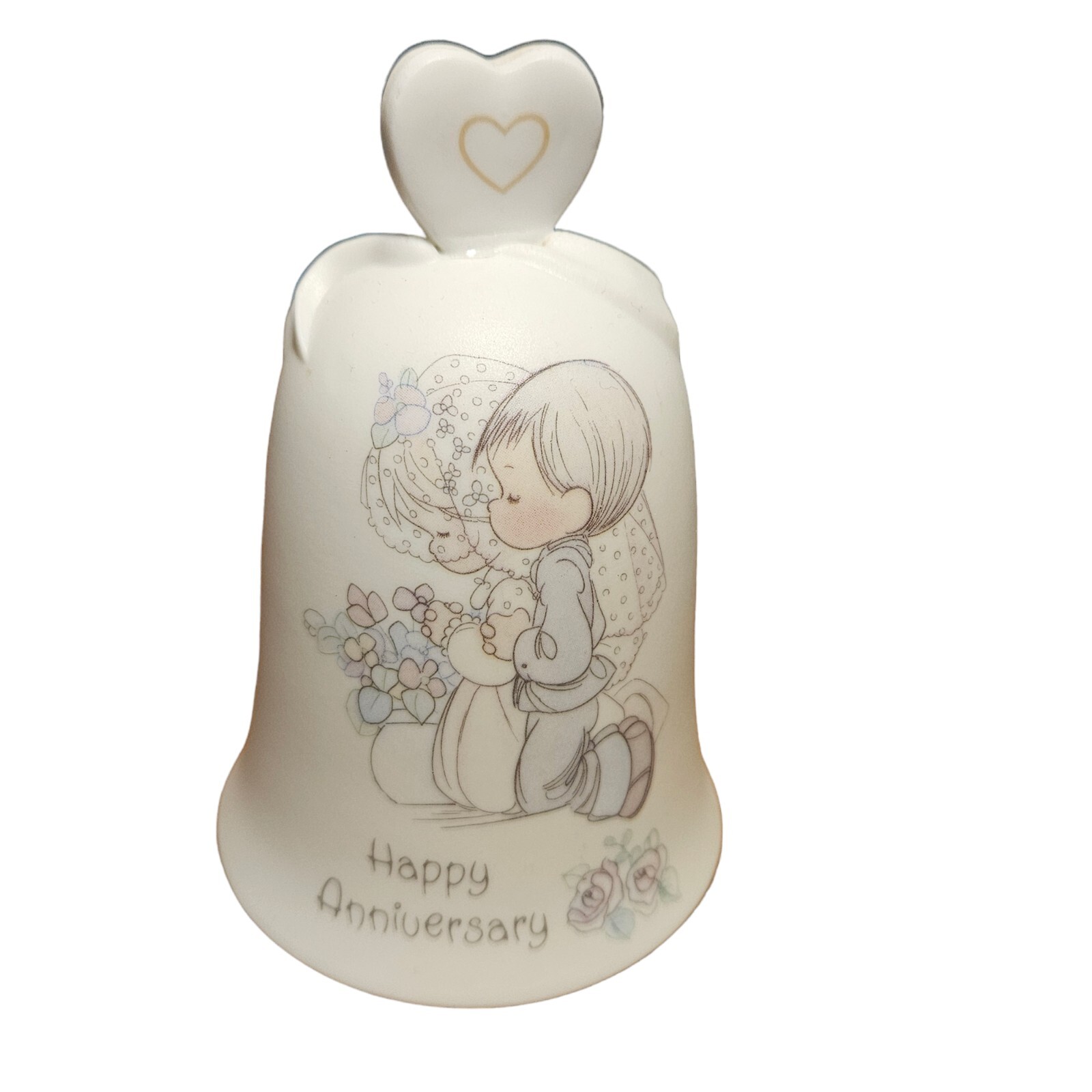 Enesco Precious Moments 1989 Happy Anniversary Bell Bride Groom Marriage Gift