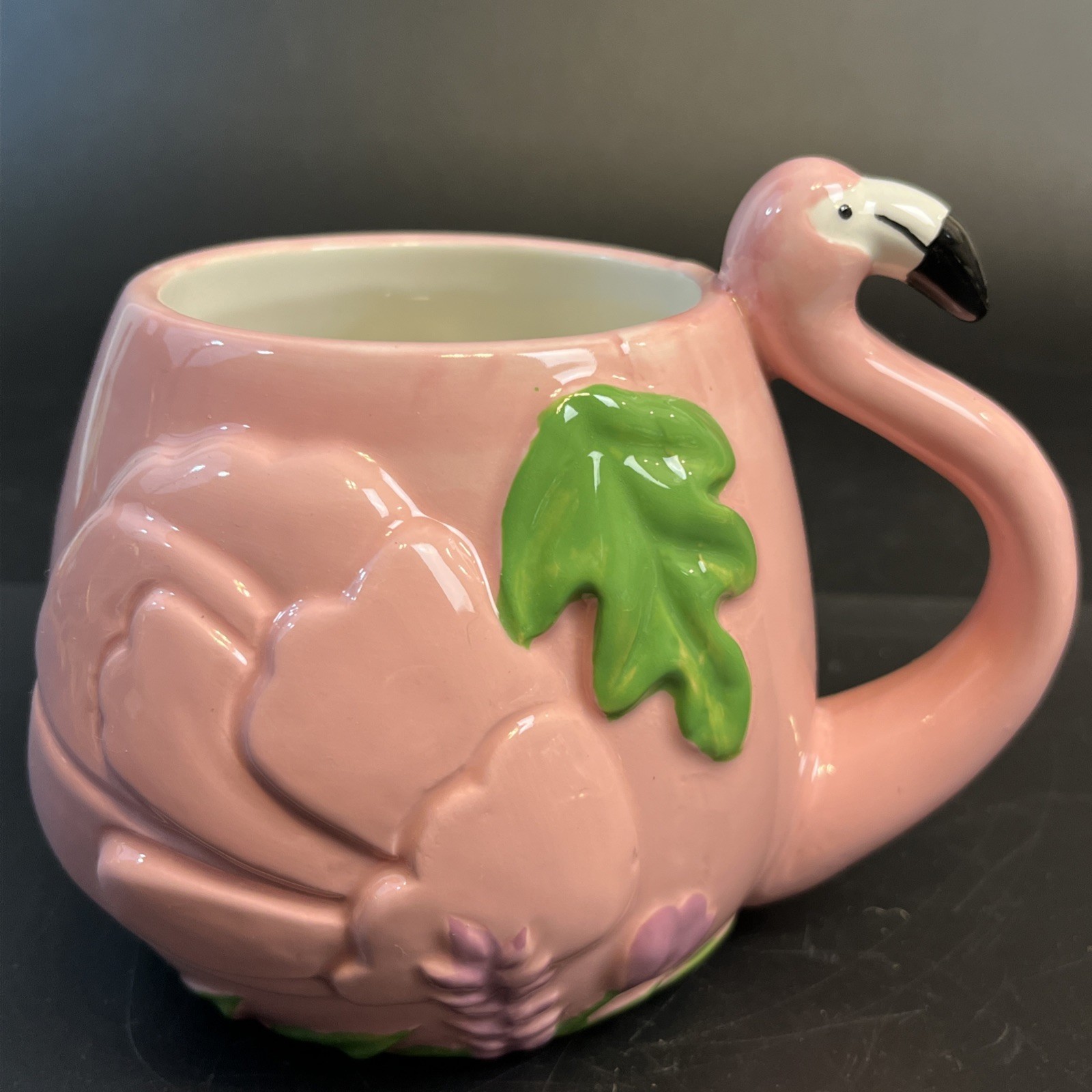 Lang Pink Flamingo Bird Coffee Cup Tea Mug 3-D Florida Tropical Novelty Ceramic