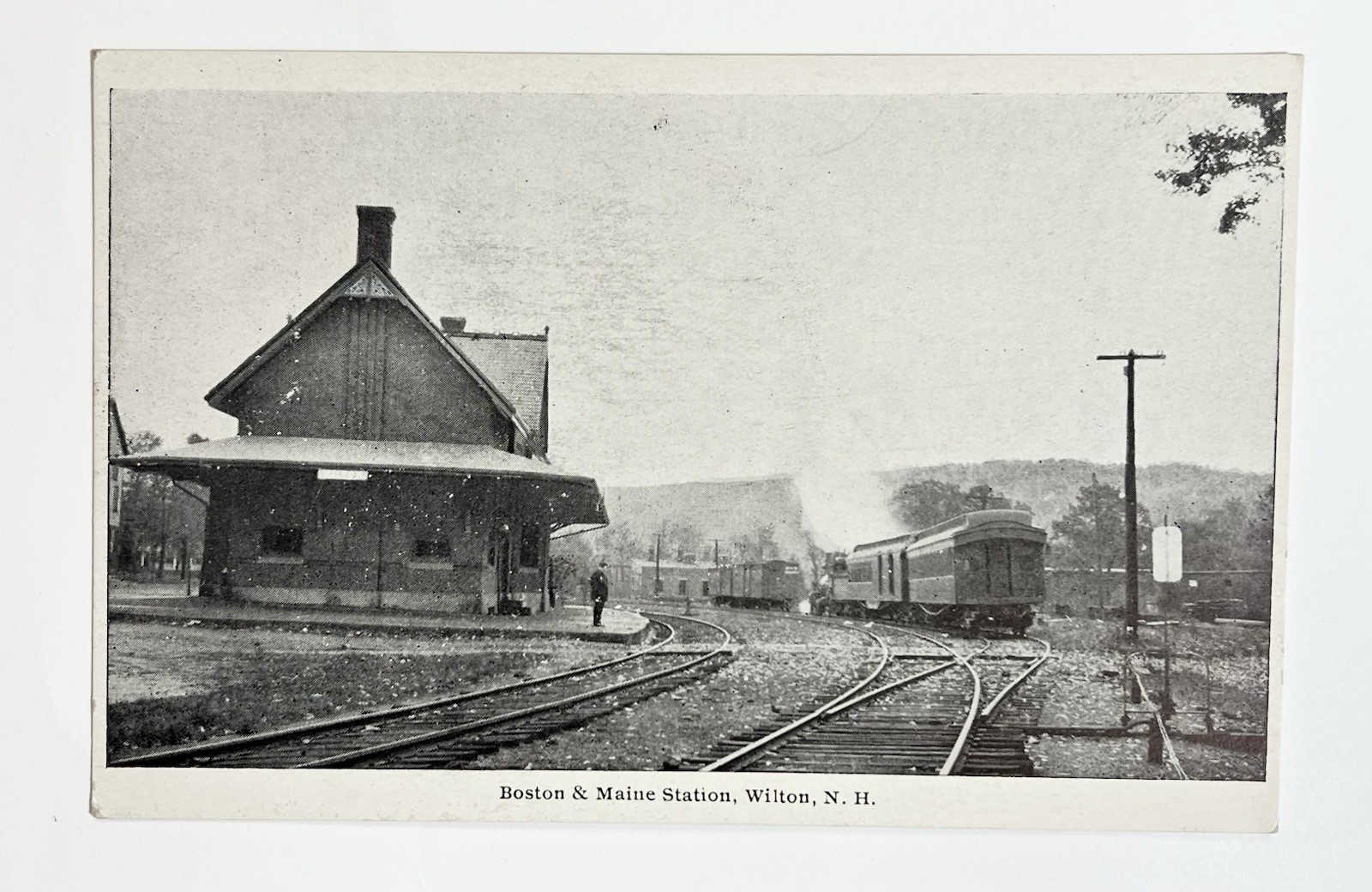 Early Postcard Boston & Maine Station, Wilton, New Hampshire NH, Railroad