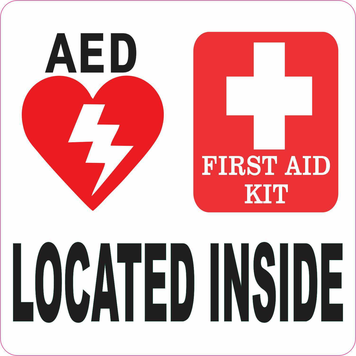 5in x 5in AED First Aid Kit Located Inside Vinyl Sticker Car Vehicle Decal