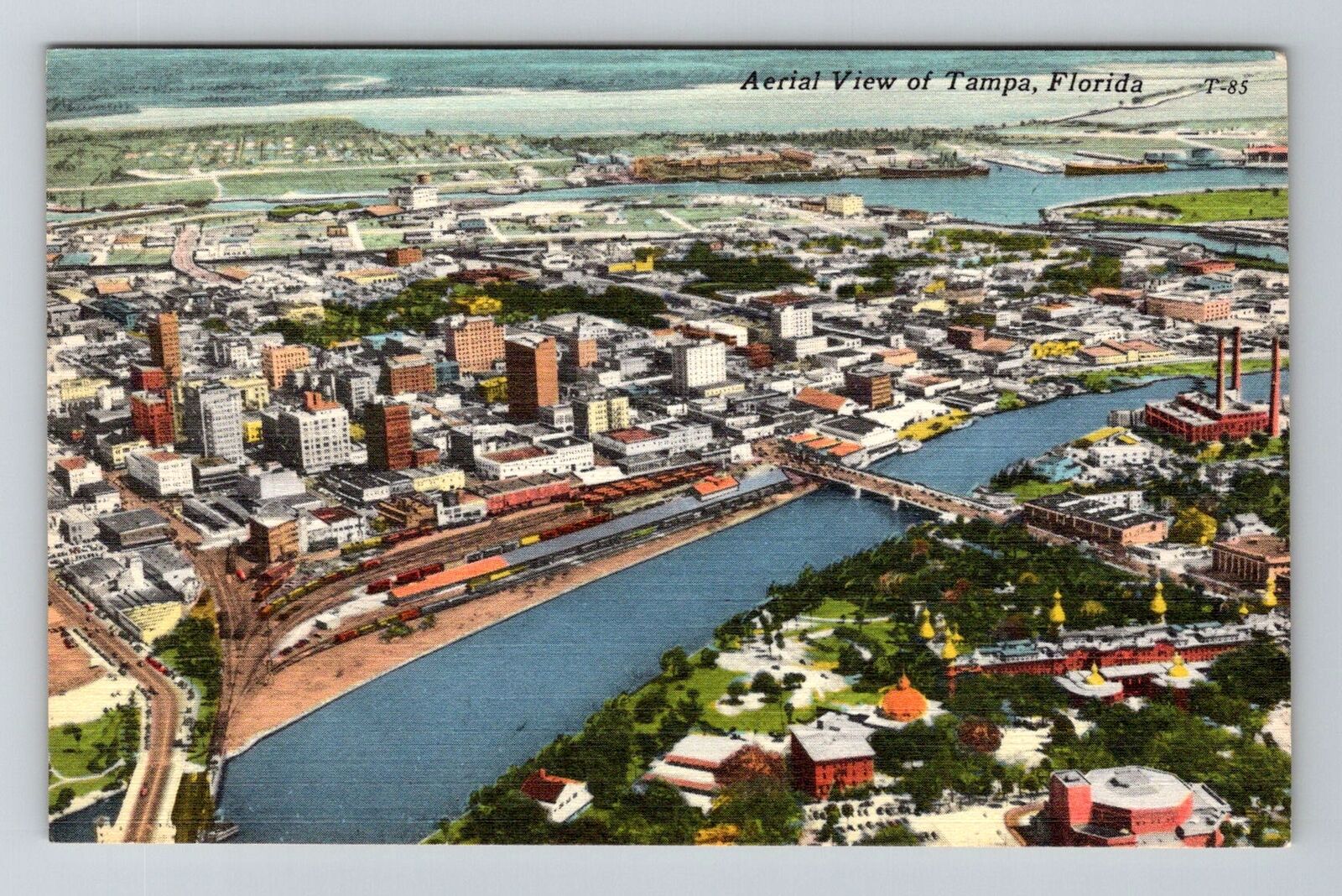 Tampa FL-Florida, Aerial Of Town Area, Vintage Postcard