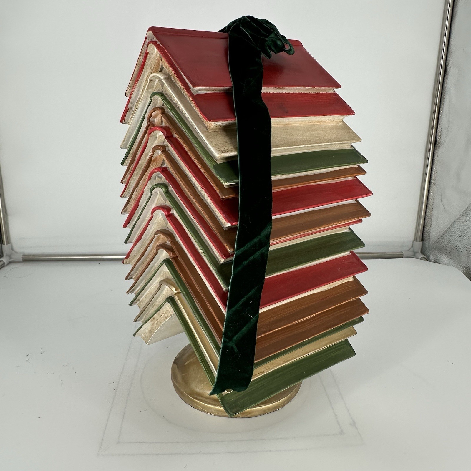 Cracker Barrel Stacked Book Christmas Tree with Ribbon Viral Holiday Decor