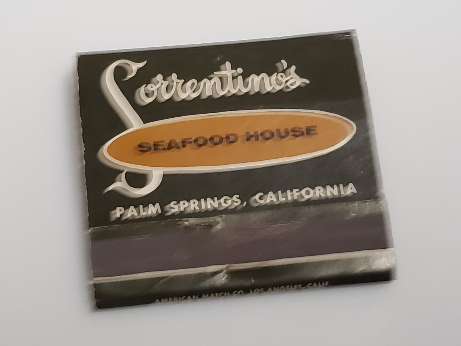 Vtg 1960s Matchbook - Sorrentino\'s Seafood House, Palm Springs, CA