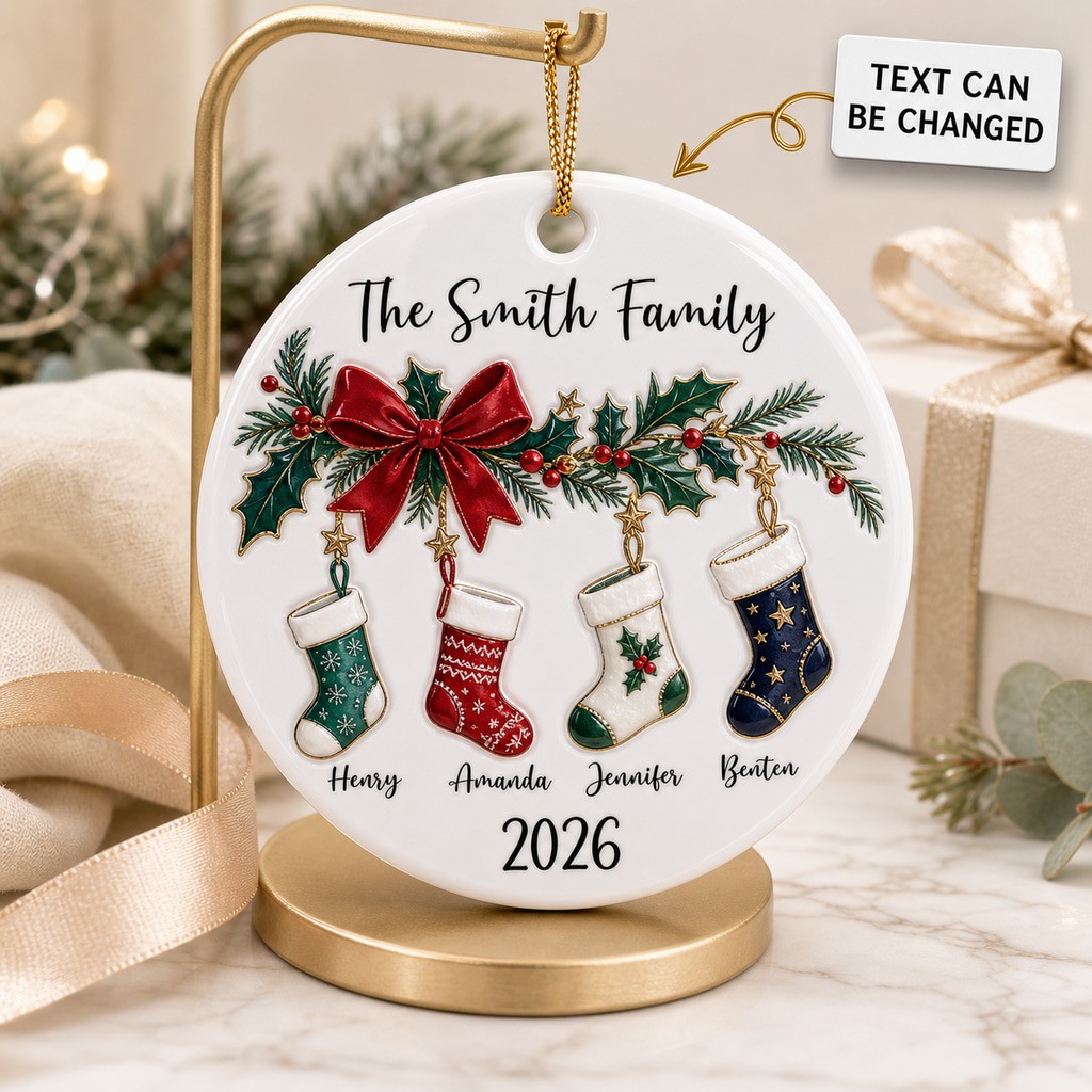 Ornament Personalized Family Name Christmas Tree Keepsake Gift