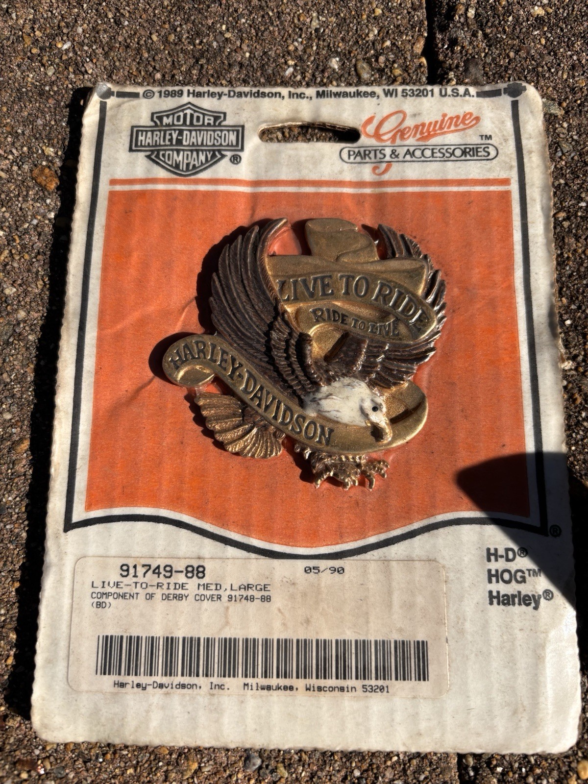 Vintage NOS Harley-Davidson Live To Ride Eagle Medallion 91749-88 OEM 1990