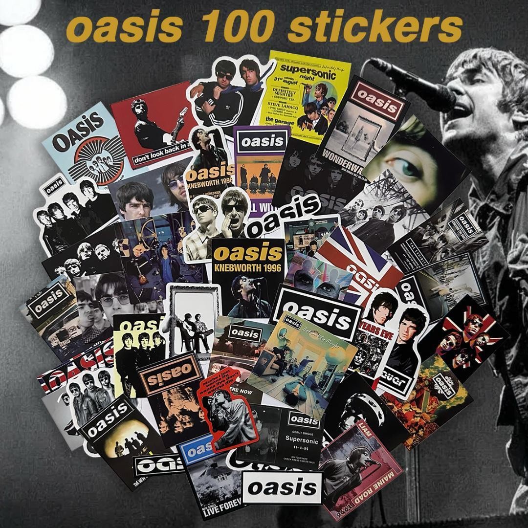 Oasis Sticker 100 piece set PVC Waterproof Seal Bulk Noel Gallagher Liam Gallagh