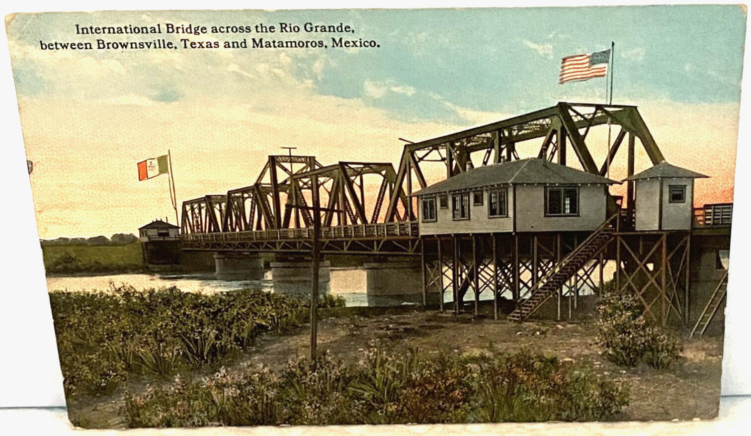 BROWNSVILLE, TEXAS/MATAMOROS, MEXICO-International Bridge Between Antq. Postcard