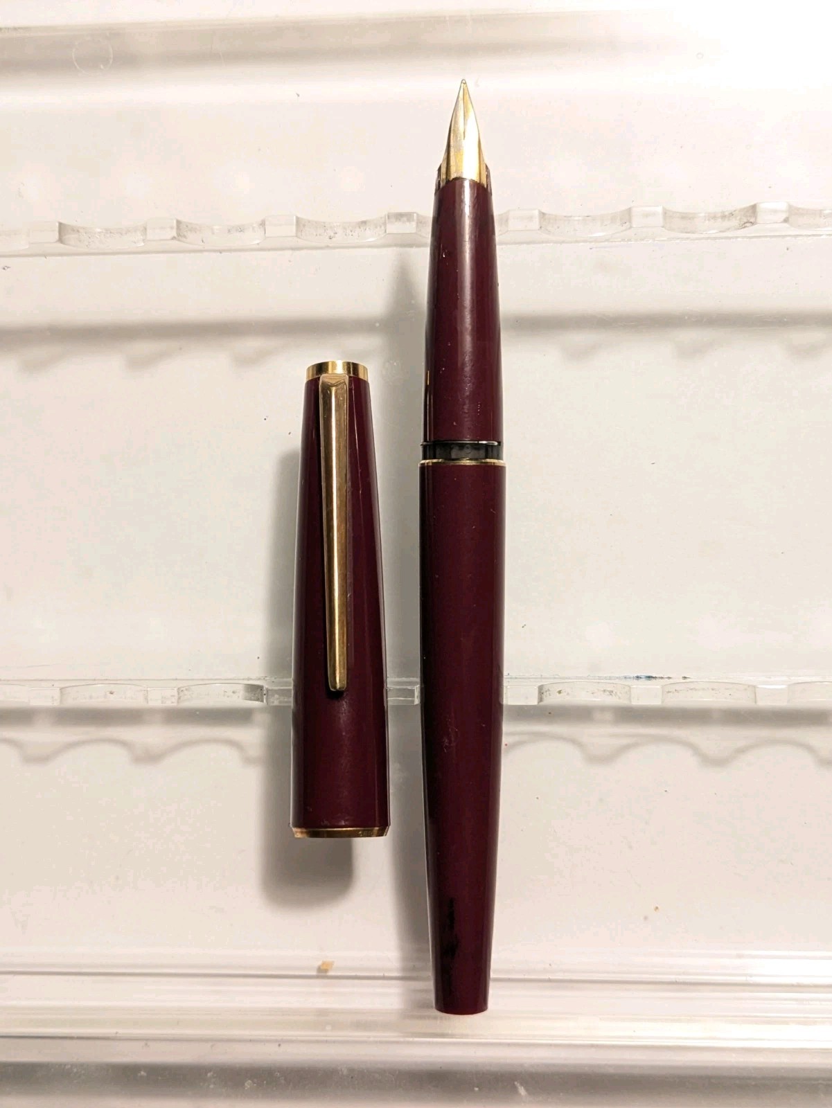 Vtg Bordeaux Gt Montblanc 320p Fountain Pen - Steel Gp F Nib