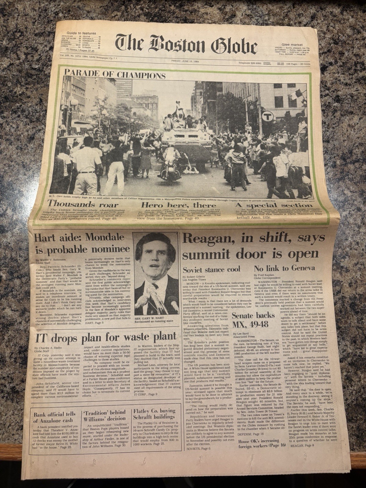 1984 Boston Celtics NBA Basketball Champions Victory Parade Newspaper.
