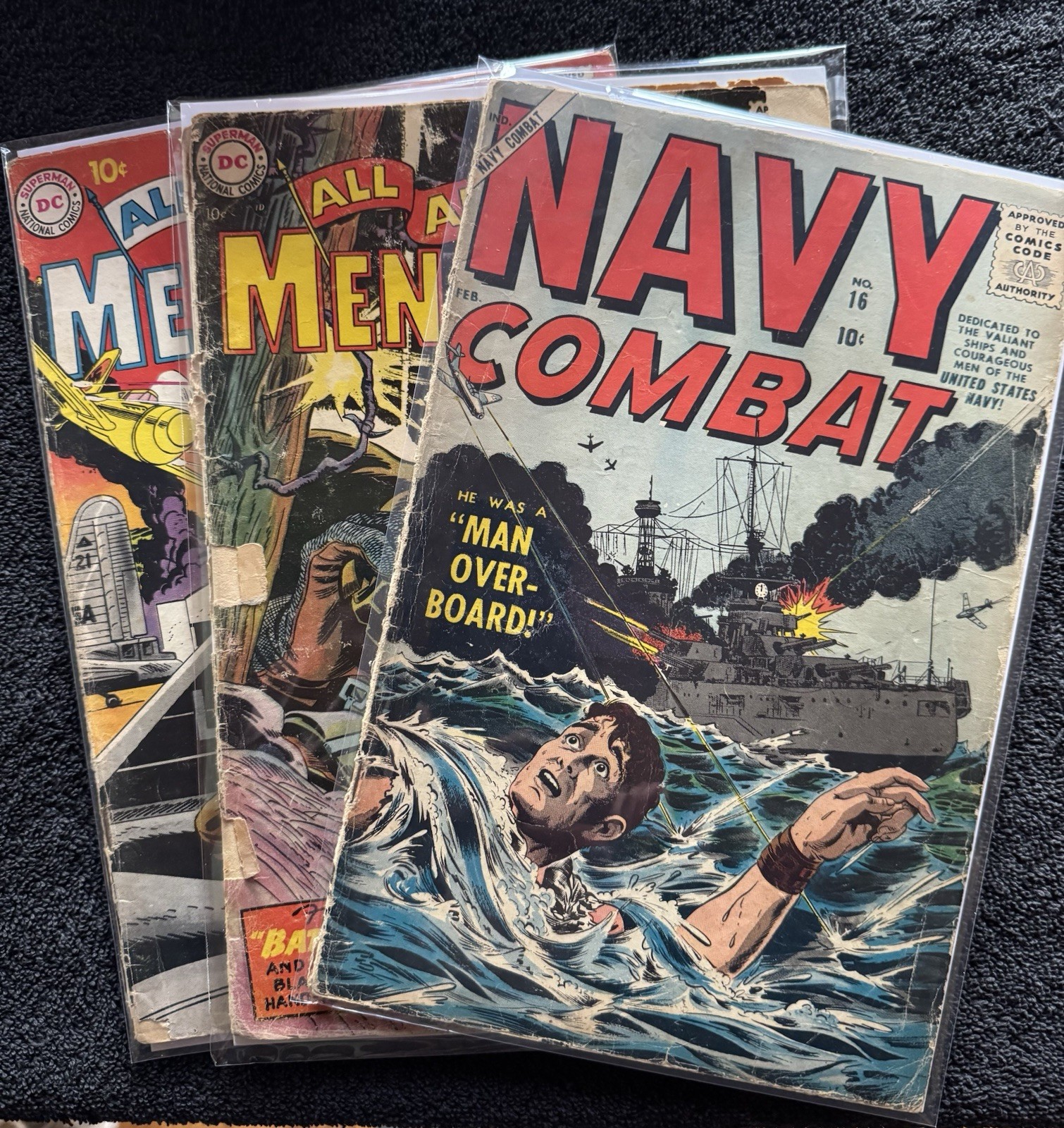 3 War Comics.  Navy Combat #16 Men Of War #71 & 42 2 Fair 1 Poor Condition.