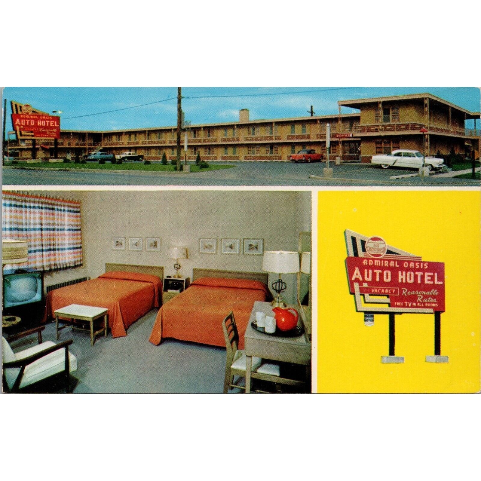 Admiral Oasis Auto Hotel Morton Grove IL Postcard PC487