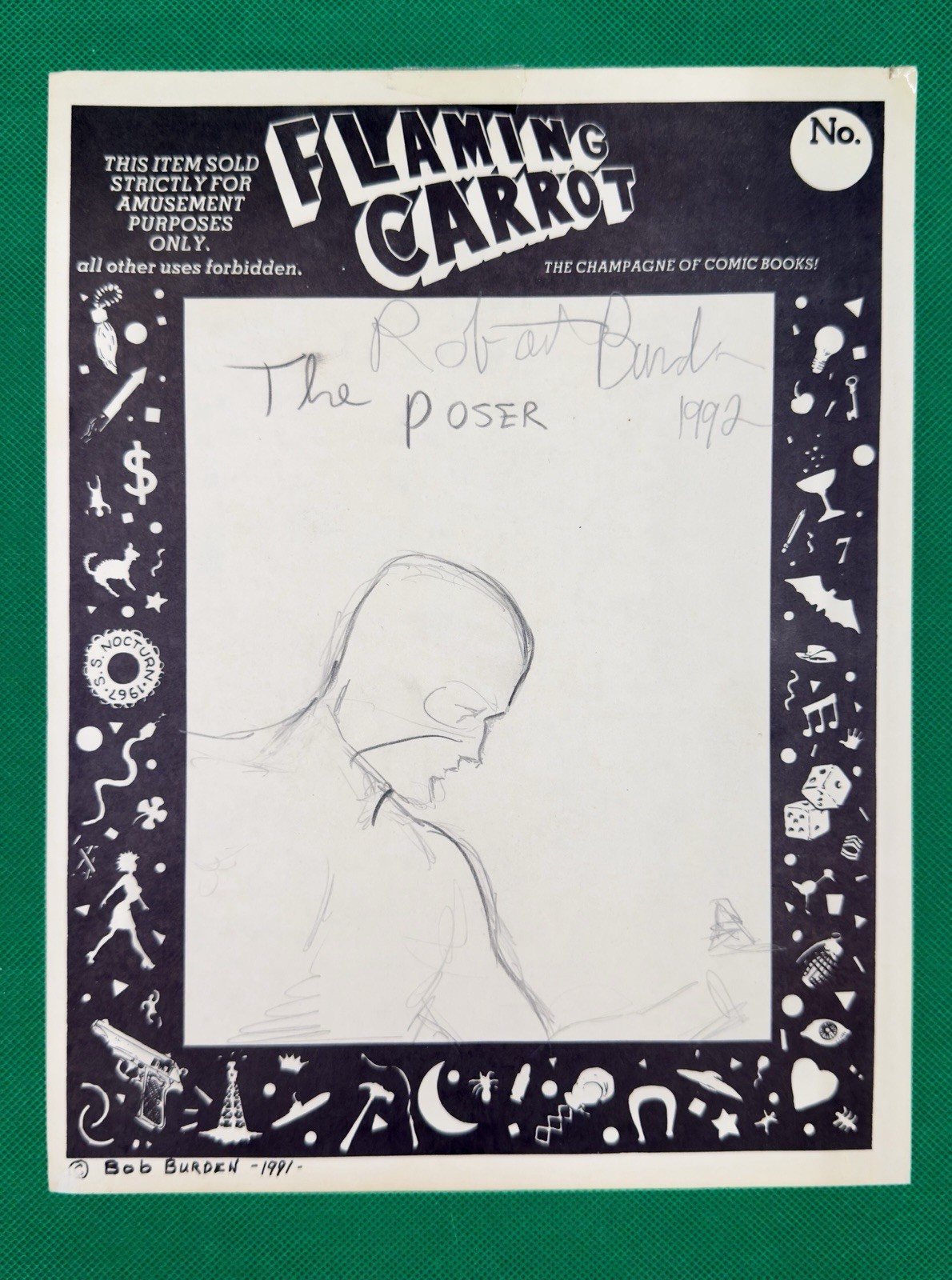The Flaming Carrot Bob Burden The Poser Original Pencil Sketch Original Art