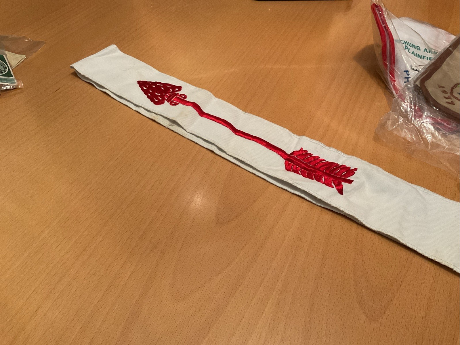 BSA Order of the Arrow Ordeal Sash White Red Embroidered Arrow 51”
