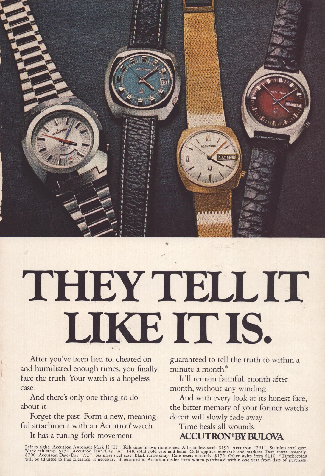 Vintage 1972 Accutron by Bulova Watches Print Ad Promo Ad