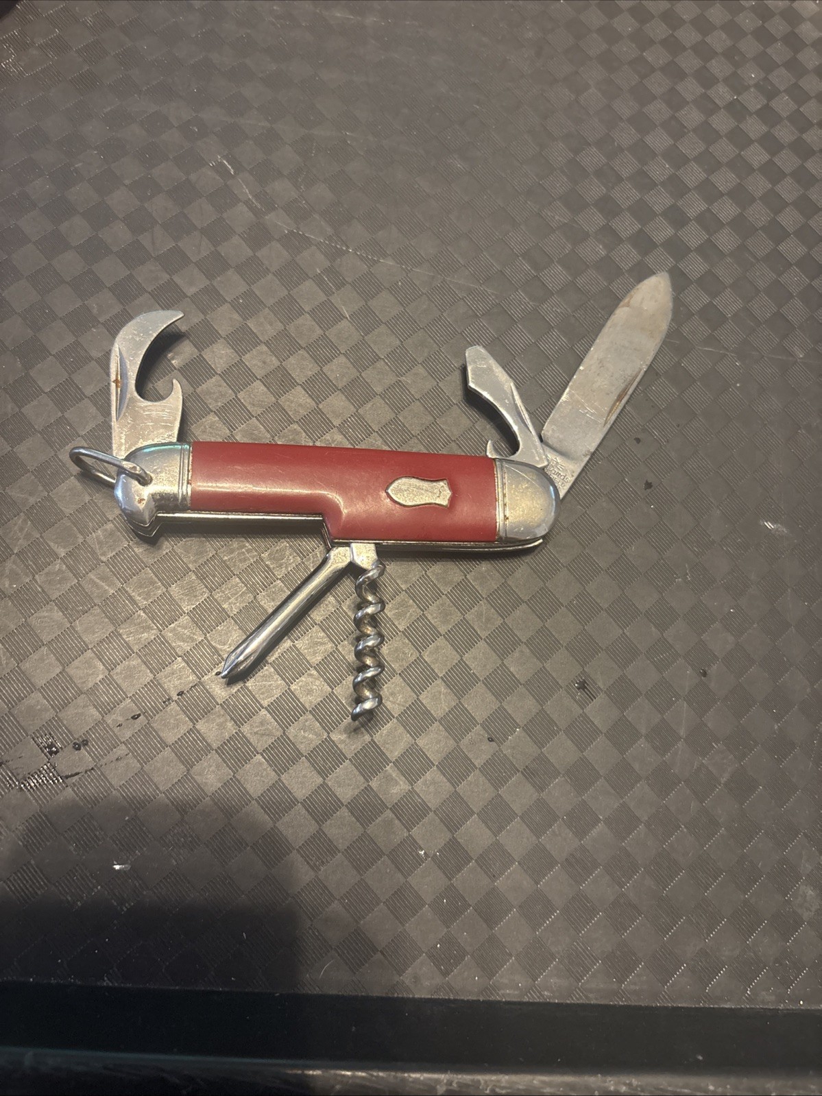 Vintage Richards Sheffield England Red Folding Multi Tool Pocket Camp Knife