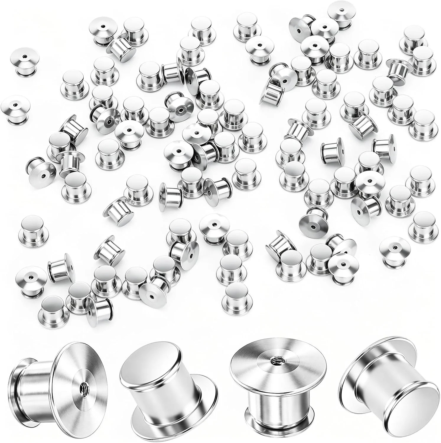 60 PCS Metal Locking Pin Backs and Pin Keepers - Secure Locking Clasp Pin Backin