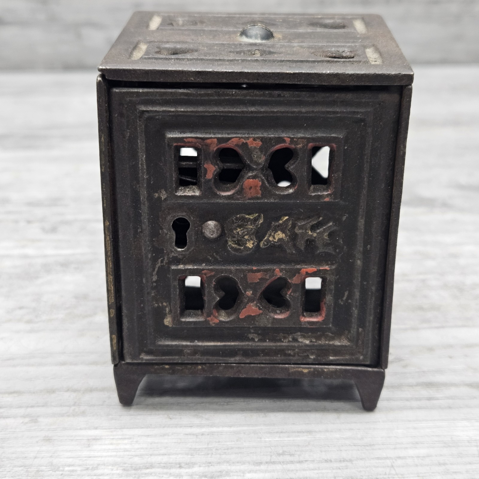 Antique Vtg 1891 Cast Iron Toy Coin Bank Safe J. & E. Stevens NO KEY