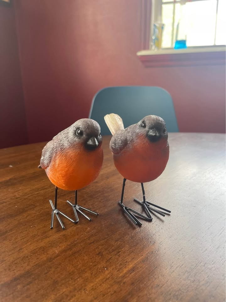 Ceramic Bird Figures Robins Set of 2