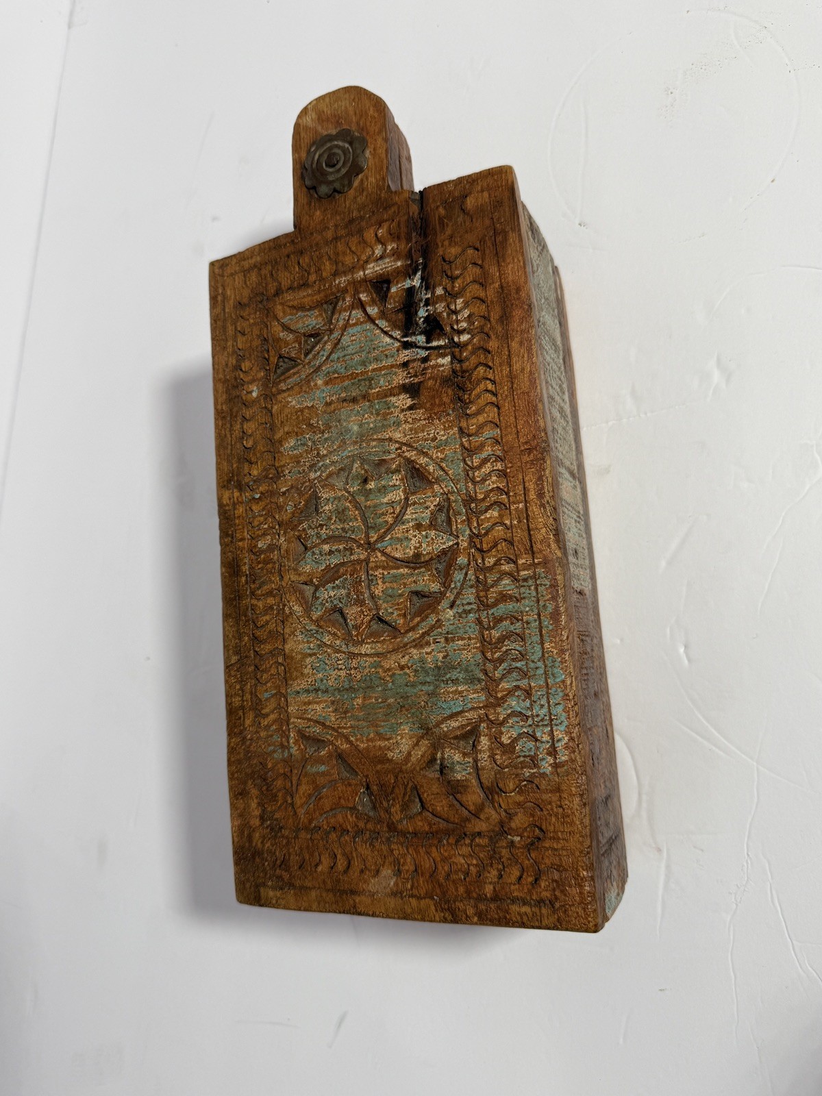 Vintage Old Antique Handmade Beautiful Engraved Rare Wooden Jewelry Or Spice Box