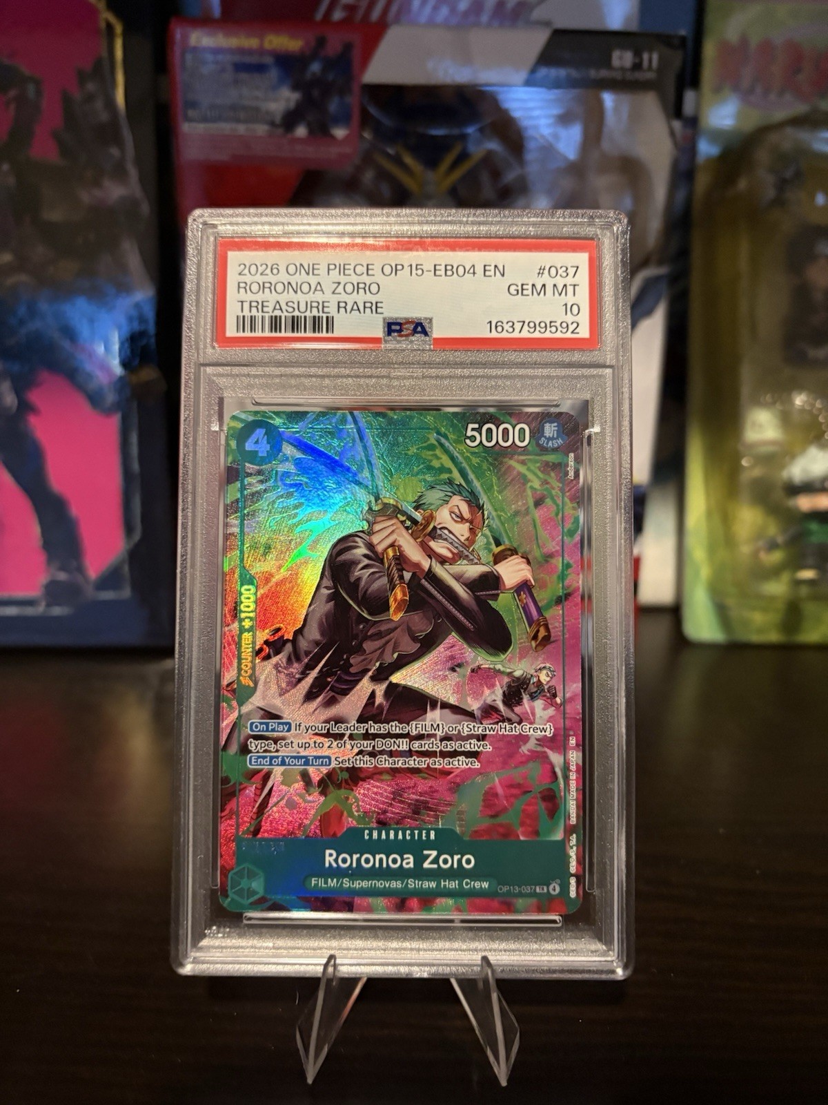 2026 ONE PIECE OP15-EB04-ADVENTURE ON KAMI'S ISLAND #037 RORONOA ZORO PSA 10
