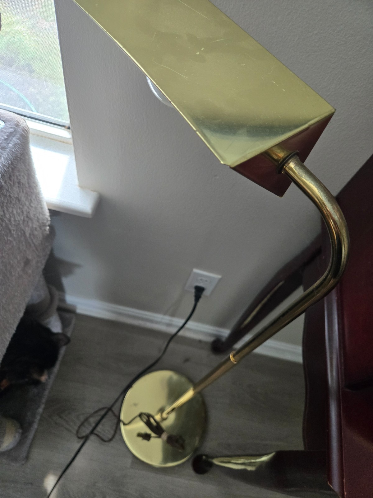 Vtg Mid Century Brass Adjustable Floor Lamp Pharmacy Reading Task Light MCM