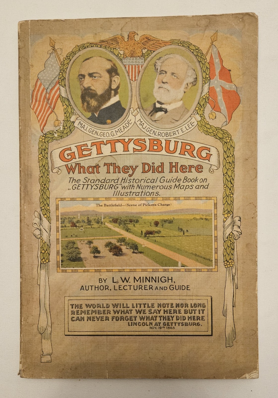 1924 Gettysburg What They Did Here Minnigh Civil War Guide Foldout Battle Map