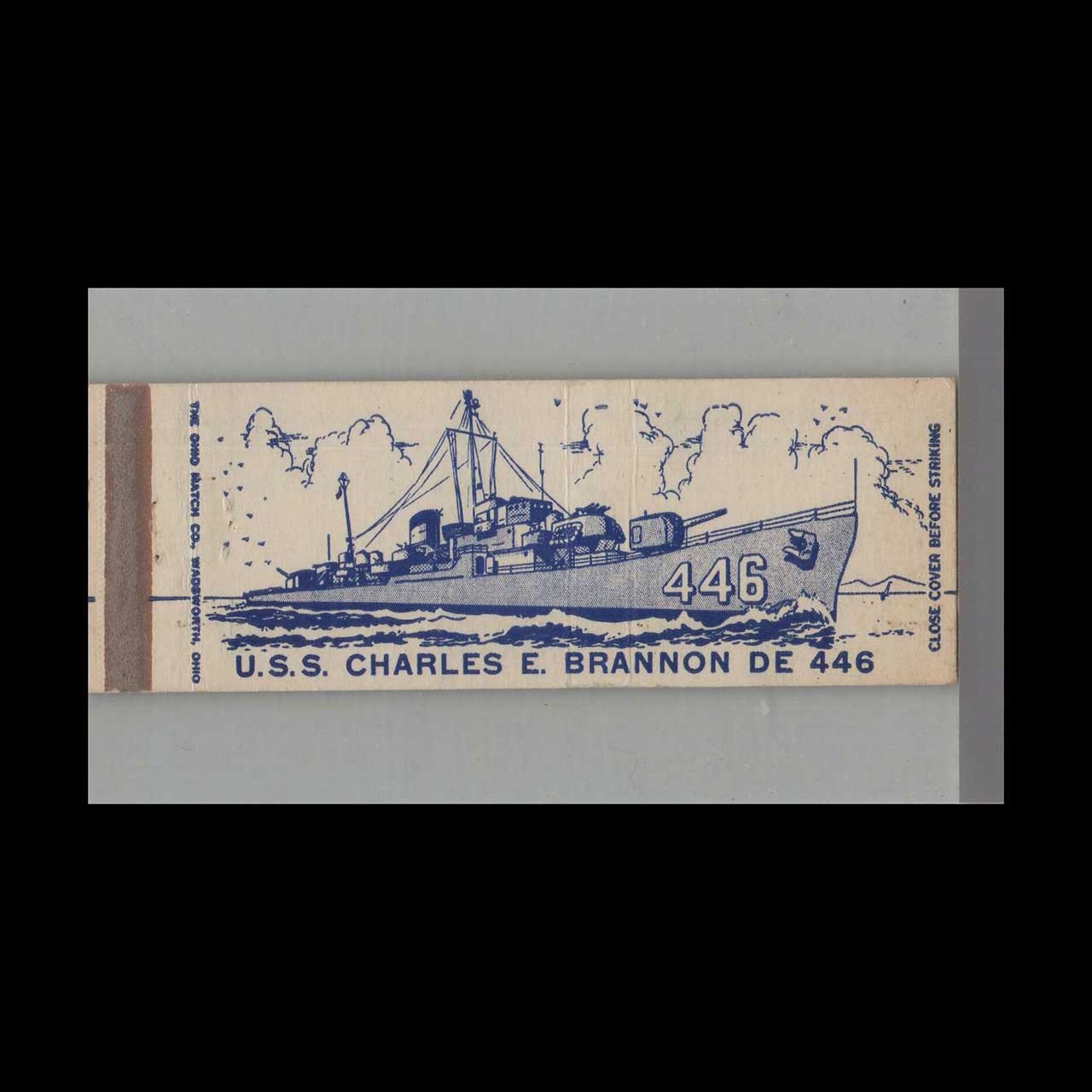 Matchbook Cover - US Navy Ship - USS Charles E. Brannon DE-446