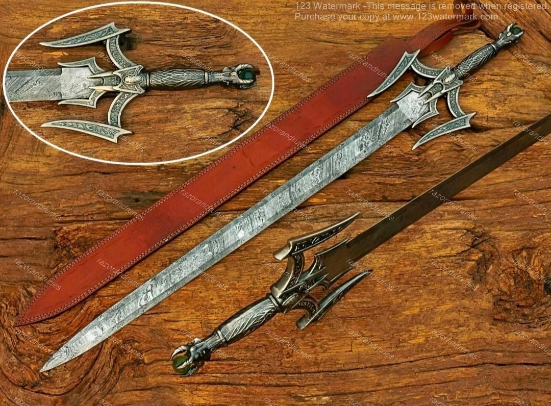 Damascus steel sword of light Luciendar Medieval Battle Display W/ sheath Gift