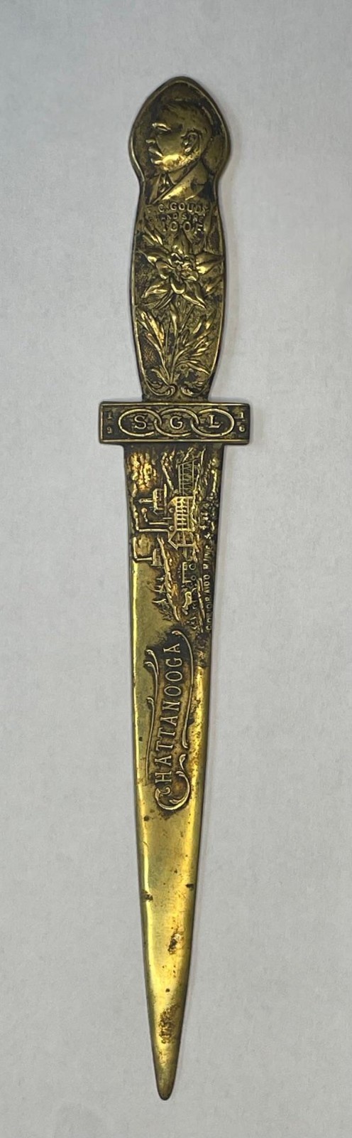 Rarest 1916 Vintage Odd Fellows Letter Opener Chattanooga Grand Sire Solid Brass