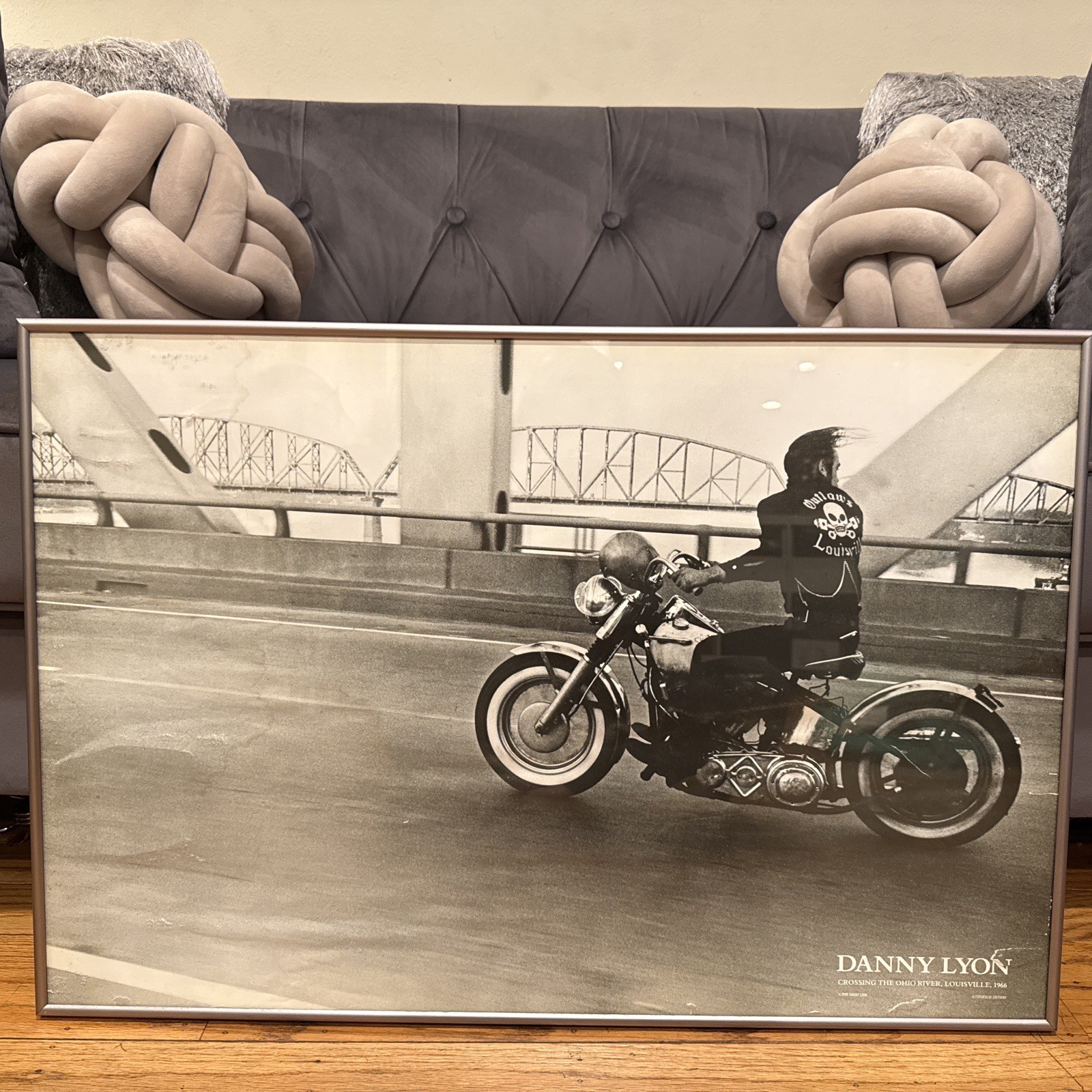 Large Danny Lyon Framed Picture Crossing the Ohio River, Louisville, 1966 30”x20