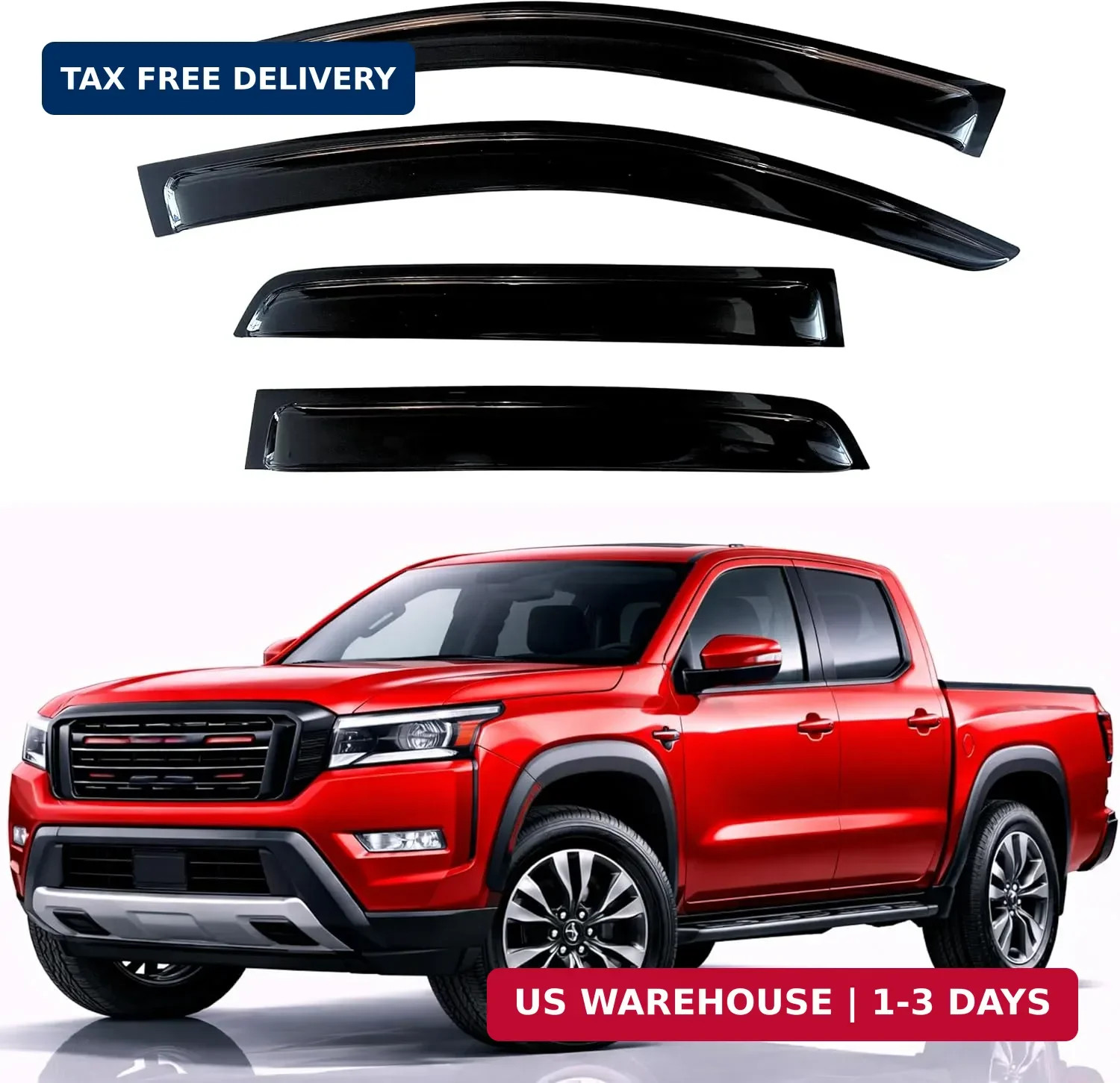 Rain Guards Fit for 2022-2026 Nissan Frontier Crew Cab, Out-Channel Window V