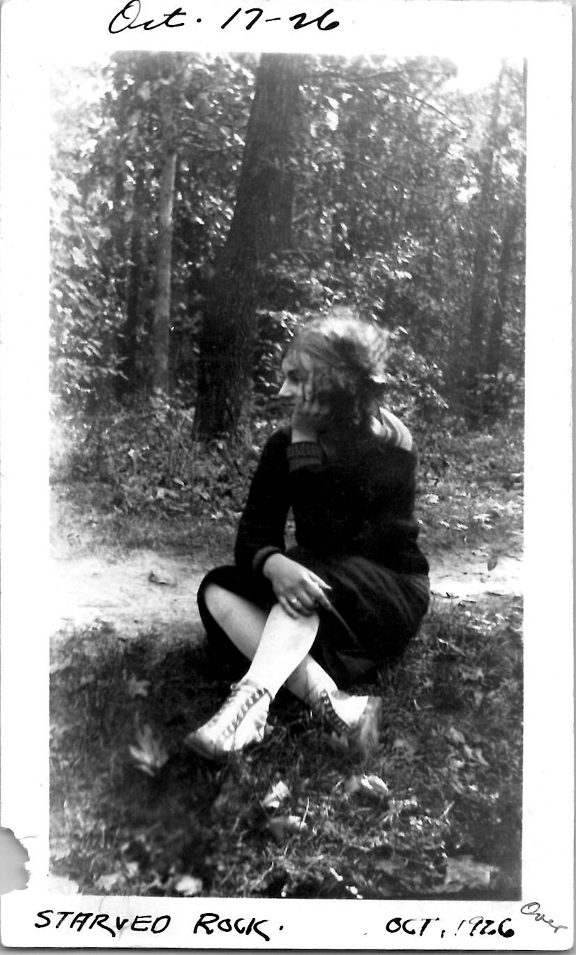 Starved Rock IL Pretty Flapper Girl in the Forest 1920s Vintage Photograph