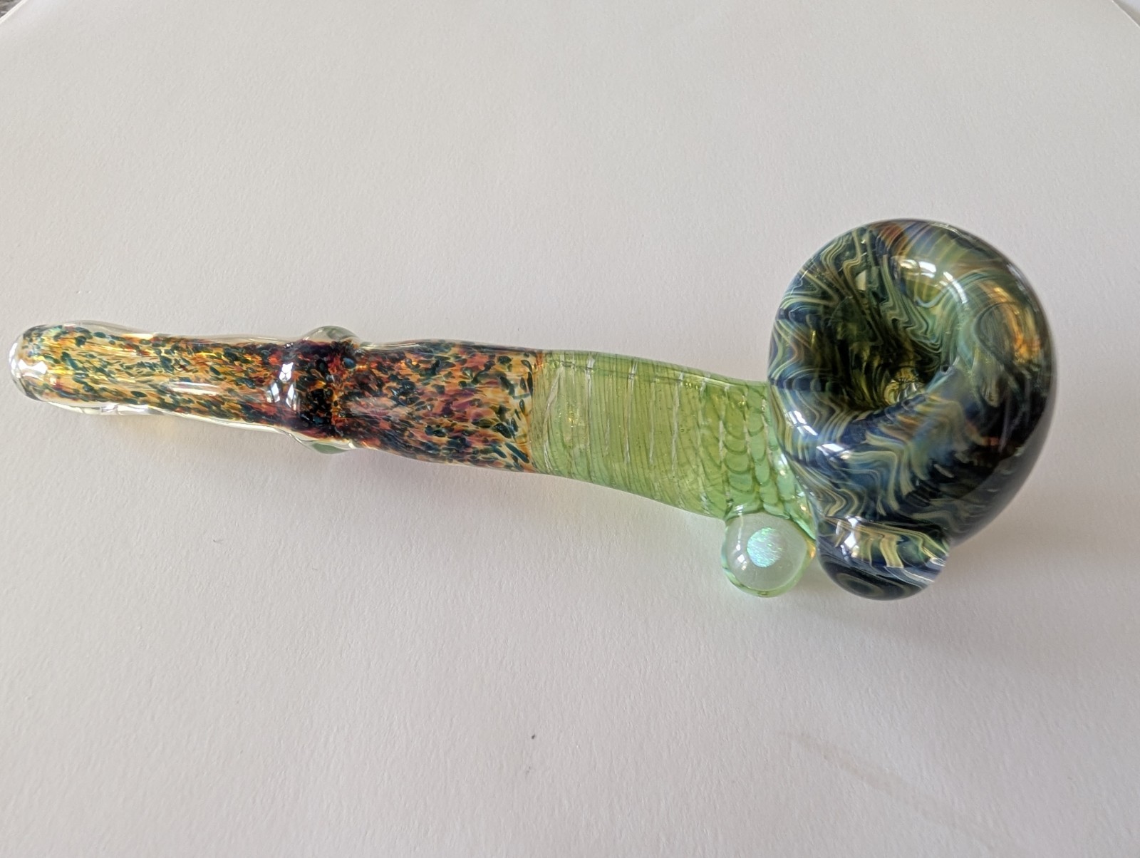 Artist Signed Handmade Borosilicate Glass Sherlock Opal Iridescent Large/6-7\