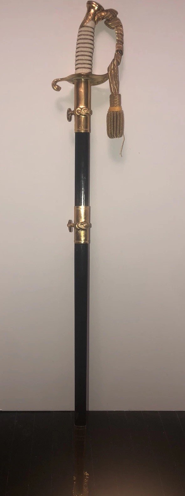 Vintage Naval USN Officer's Sword with Scabbard and Case, Made in Germany